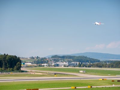 Jet Climbing Out After Takeoff at Zurich Airport