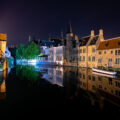 Reflections on the river in Bruges Belgium.