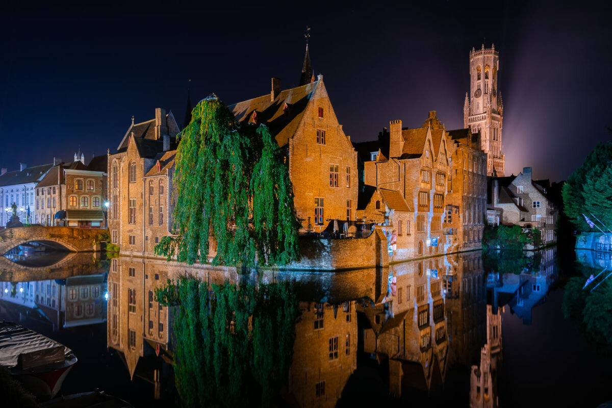 River reflections in Bruges, Belgium