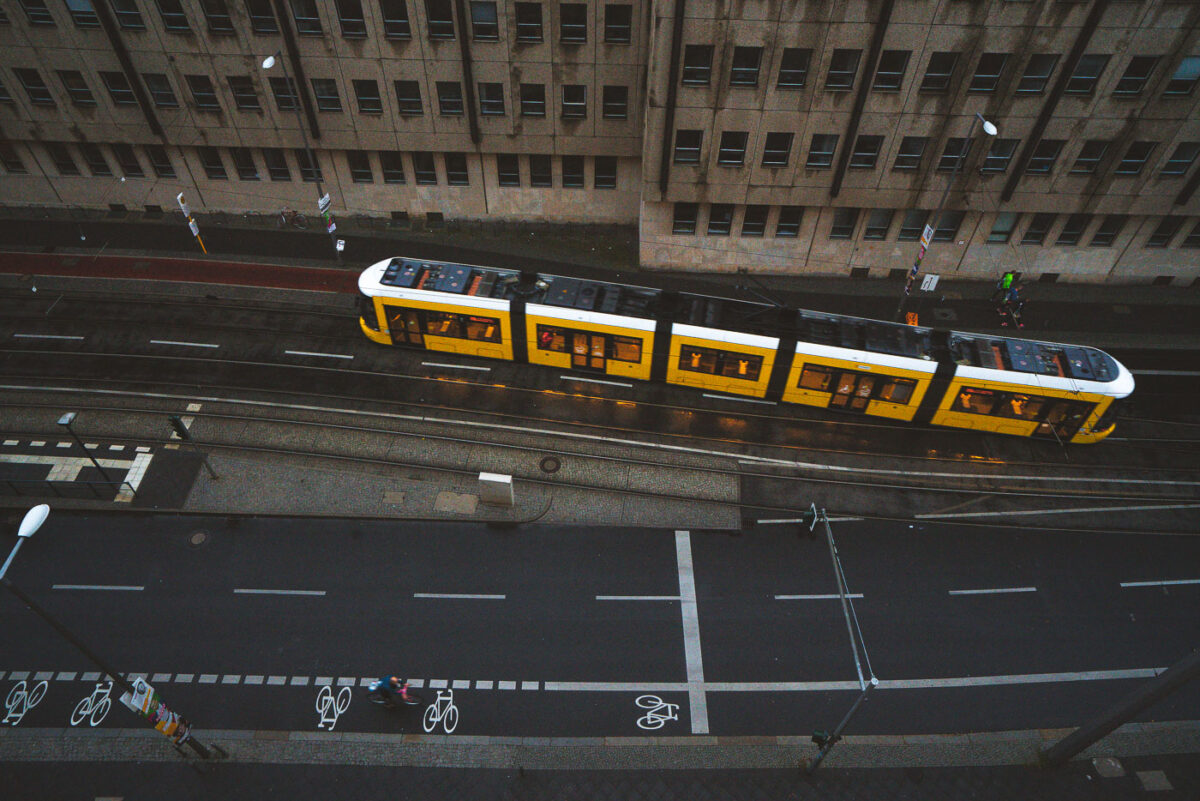 Train moves through Berlin