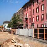 Street construction in Zurich, Switzerland near Zürich’s HB train station.