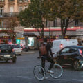 Bicyclist in Paris France