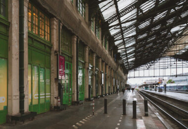 Gare de Lyon train platform in Paris, France.