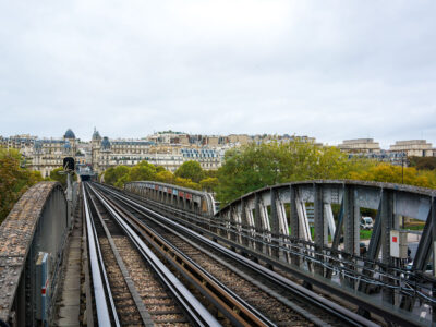 Paris Metro Line 6 on Pont de Bir-Hakeim toward Passy