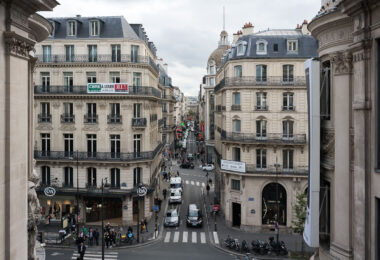 Rue de Caumartin Paris France as seen from Printemps skyway.