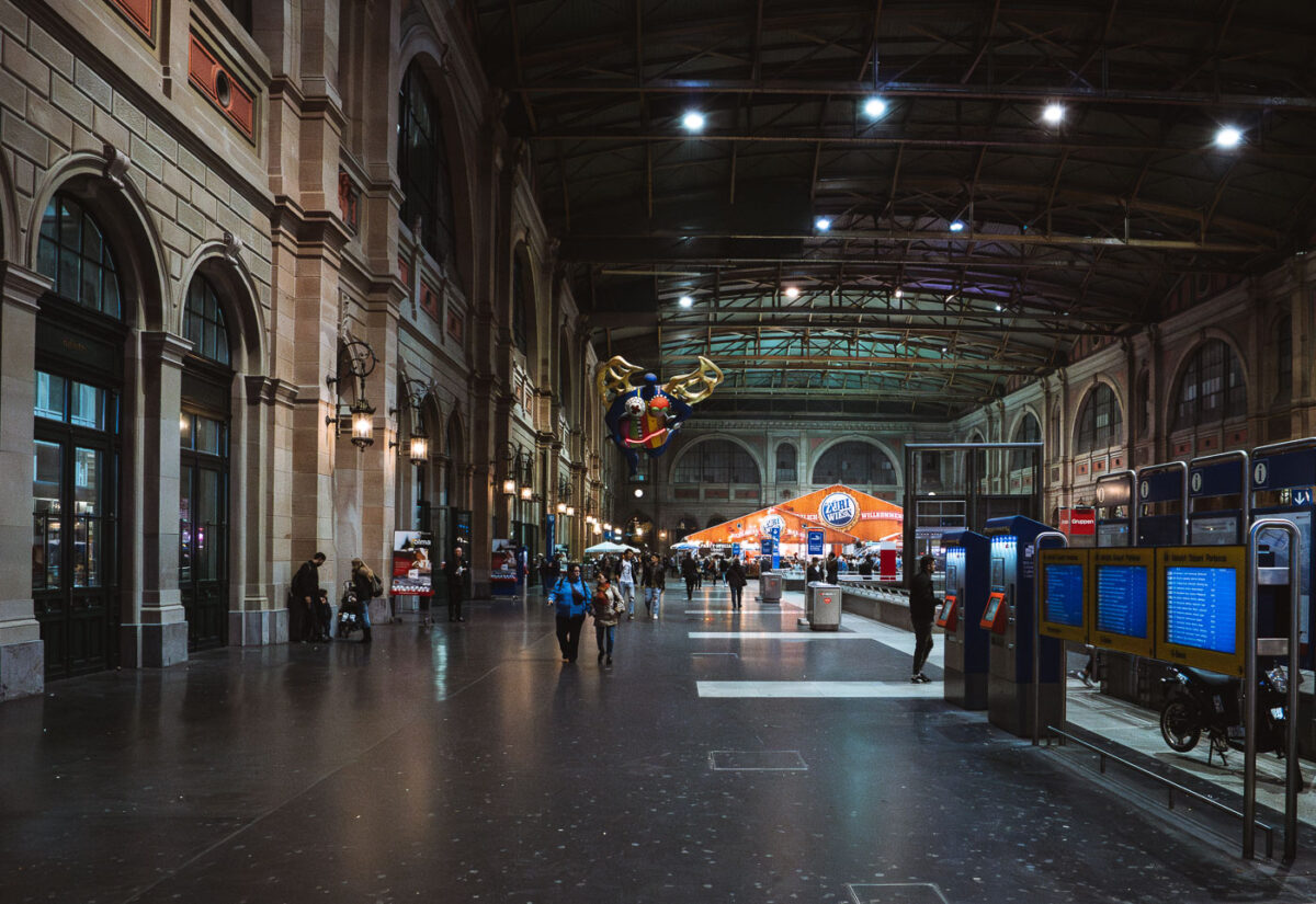 Inside Zürich Hauptbahnhof in Zurich, Switzerland.