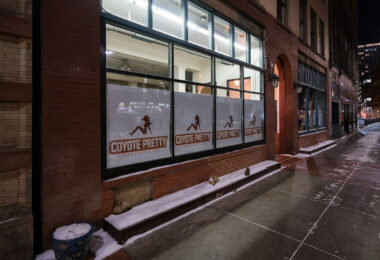 A temporary danceclub being setup in downtown Minneapolis in preparation for Super Bowl LII, held on February 4, 2018.