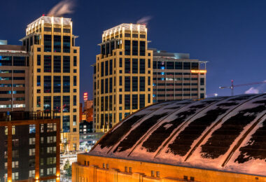 The Armory and new Downtown East development in Minneapolis.