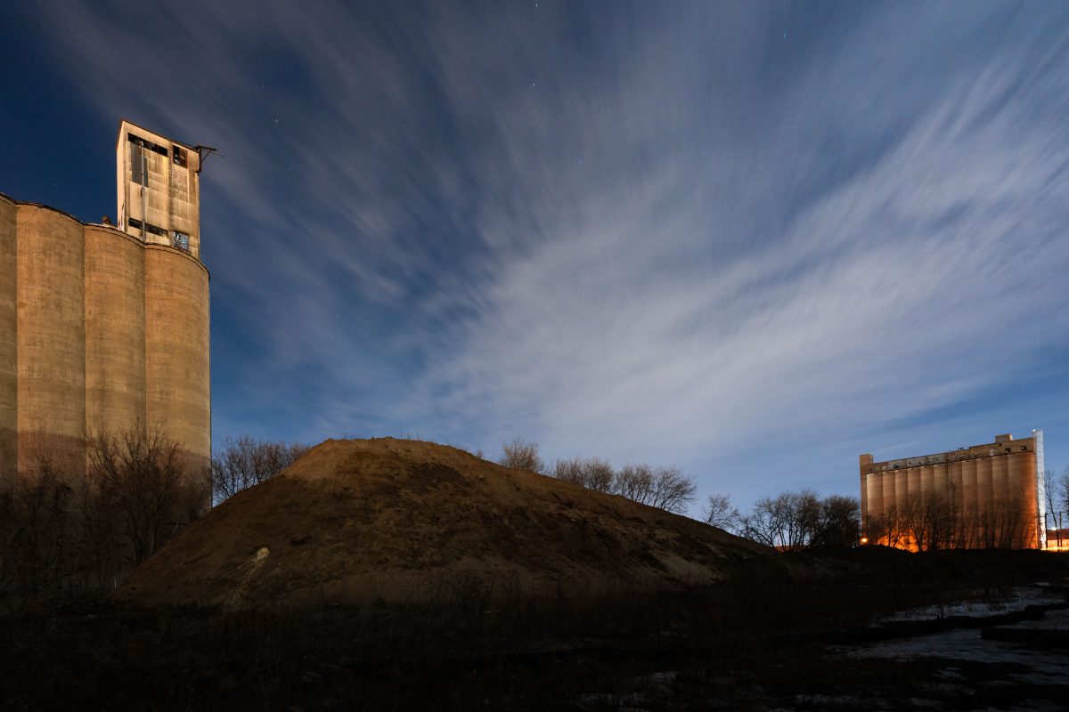Grain Elevators at night near Dinkytown Minneapolis