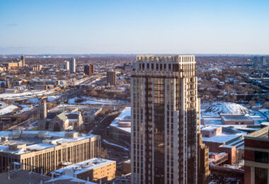 Hotel Ivy in downtown Minneapolis during winter.