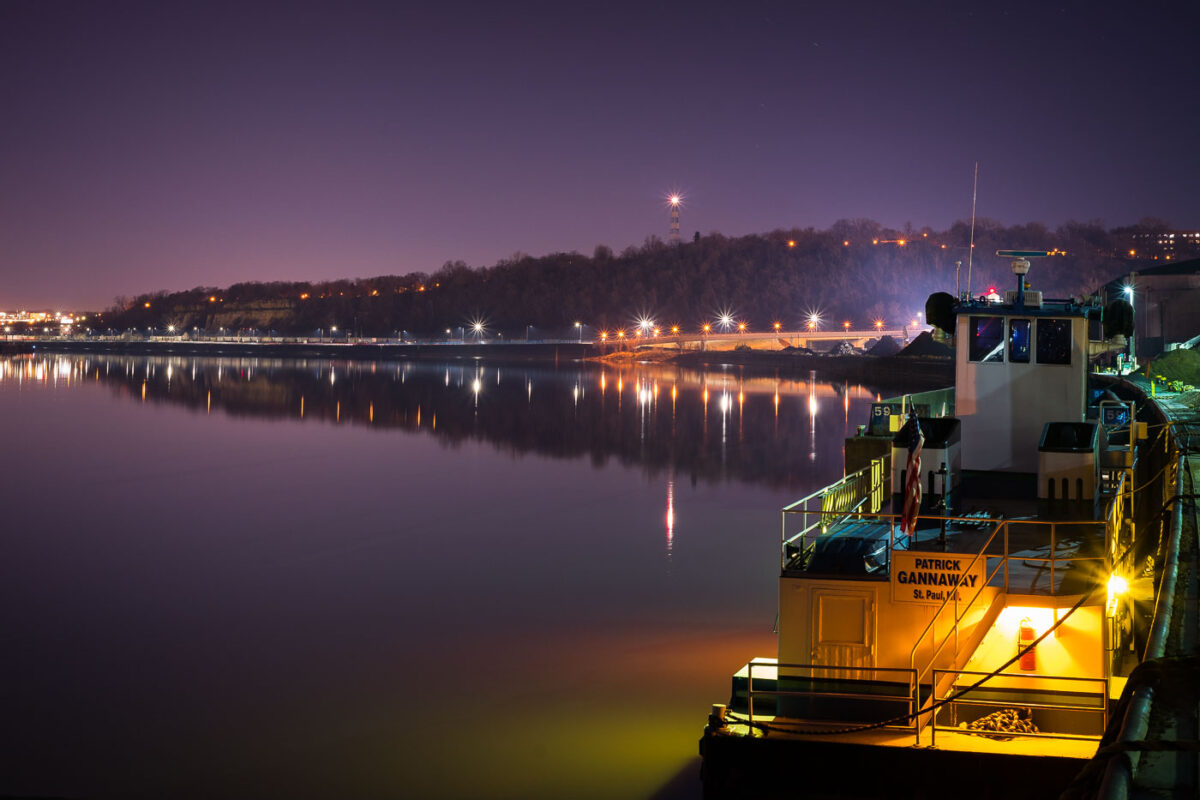 Patrick Gannaway docked on the Mississippi River in St. Paul, Minnesota.