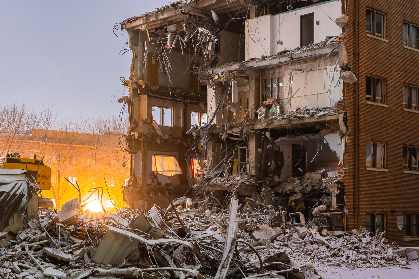 University of Minnesota Demolition in the snow in 2018