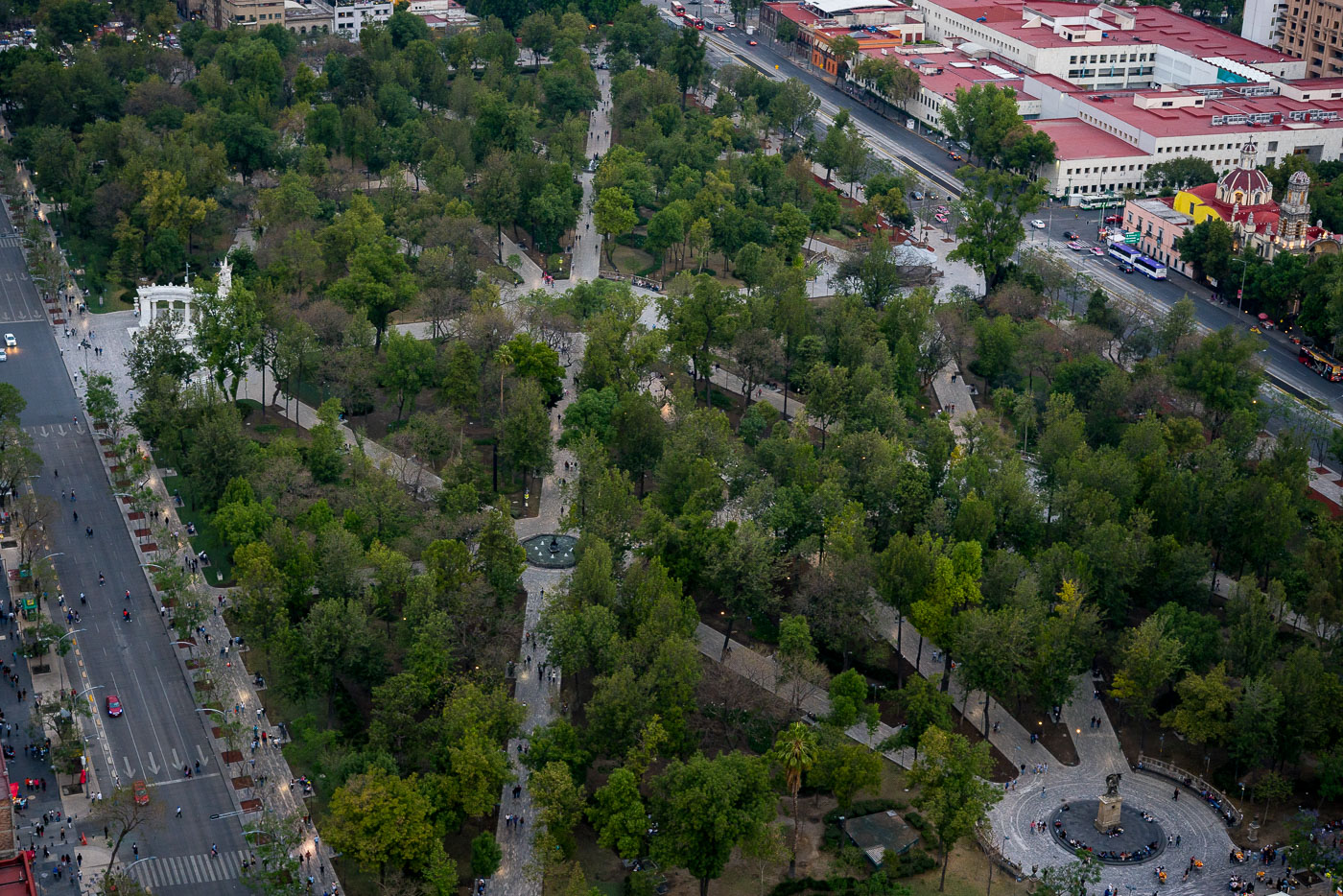 Alameda Central and the Hemiciclo a Juarez from Above