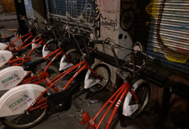 Ecobici bike share bikes in Mexico City.