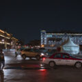 Man walks next to a Taxi in Mexico City Zocalo