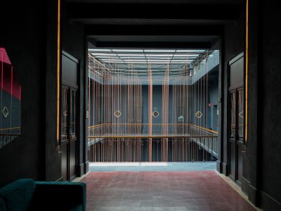 Historic Mexico City Hotel Atrium with Copper Installation