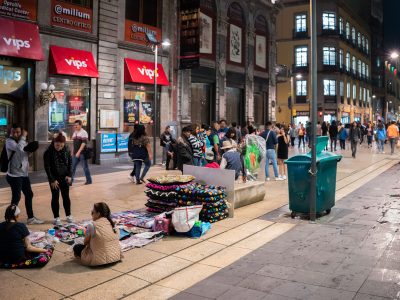 Sidewalk Vendors Outside Vips on Calle Madero