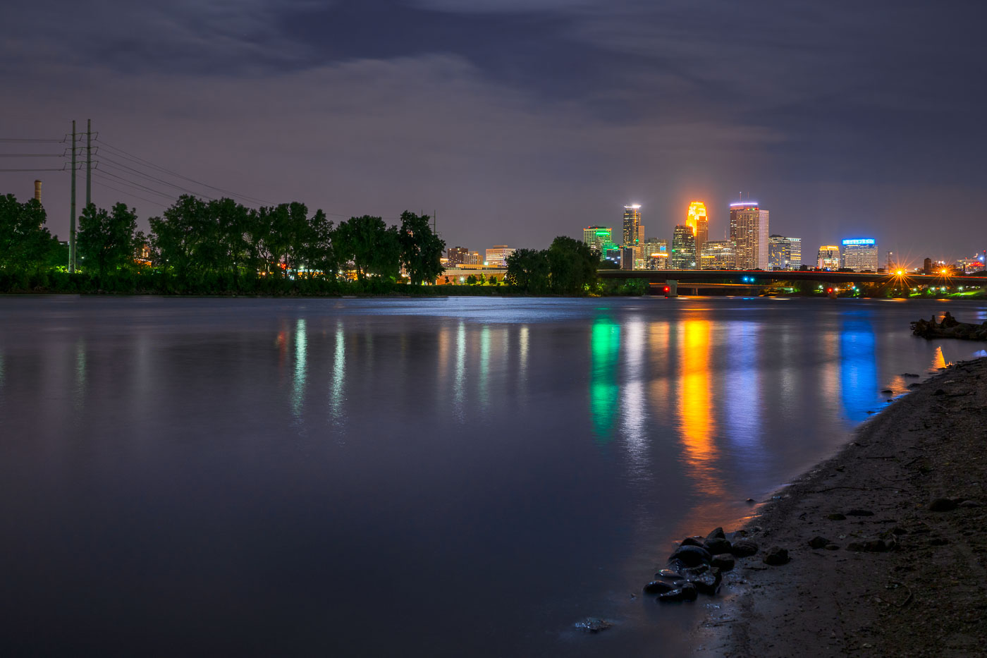 Colorful Minneapolis Skyline and the Mississippi River