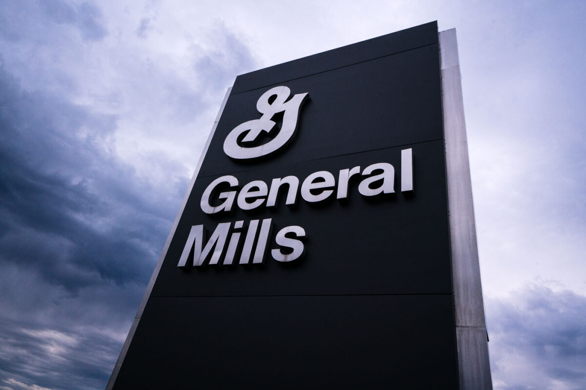 General Mills sign at General Mills headquarters near Minneapolis.
