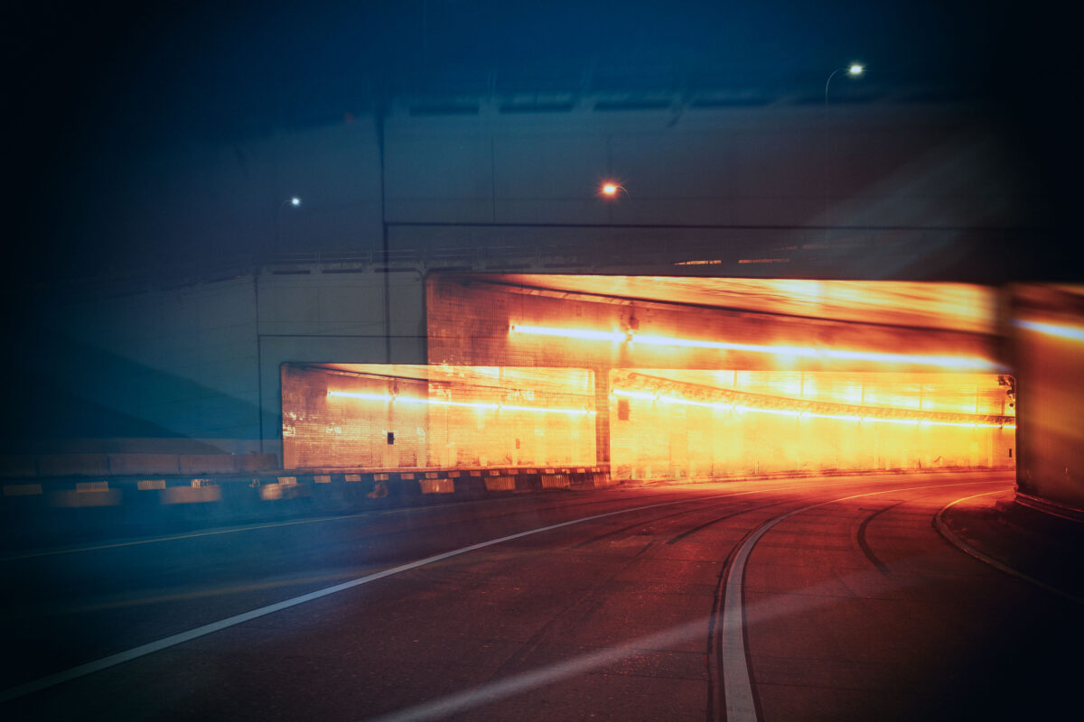 Lowry Hill Tunnel, Minneapolis: Interior View at Night