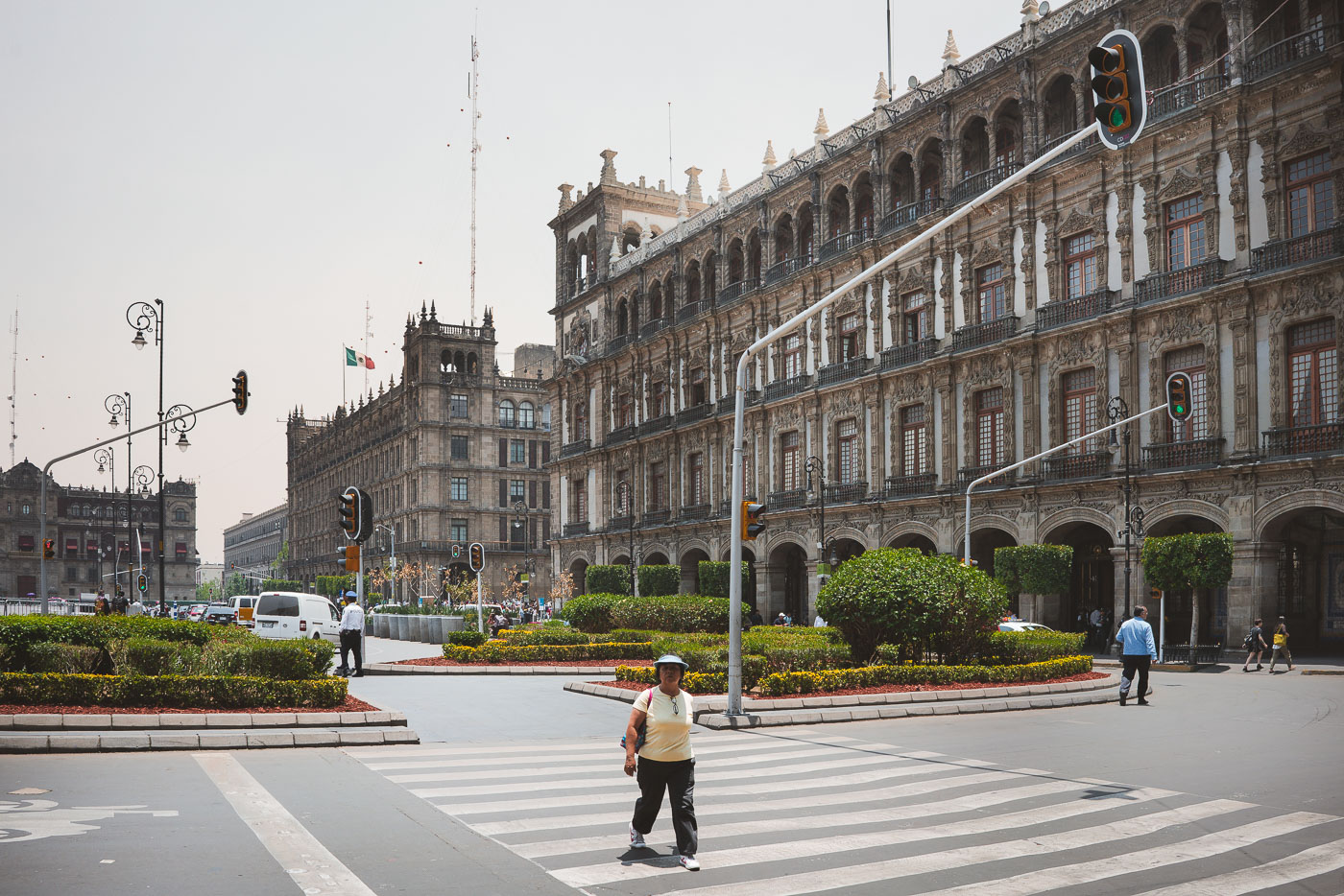 Mexico City Government Plaza and Pedestrians