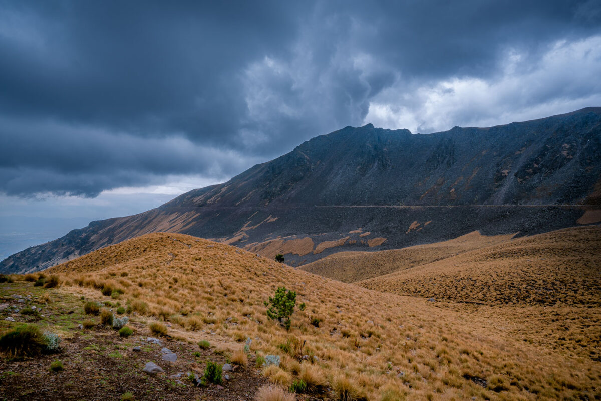 Nevado de Toluca stratovolcano in Central Mexico, a protected natural park known for its crater lakes and hiking trails.