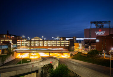 Target Field, home of the Minnesota Twins, and Interstate 394 in Downtown Minneapolis.