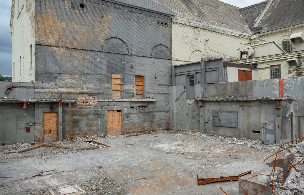 Demolished rear courtyard, Fergus Falls Kirkbride Building, Minnesota
