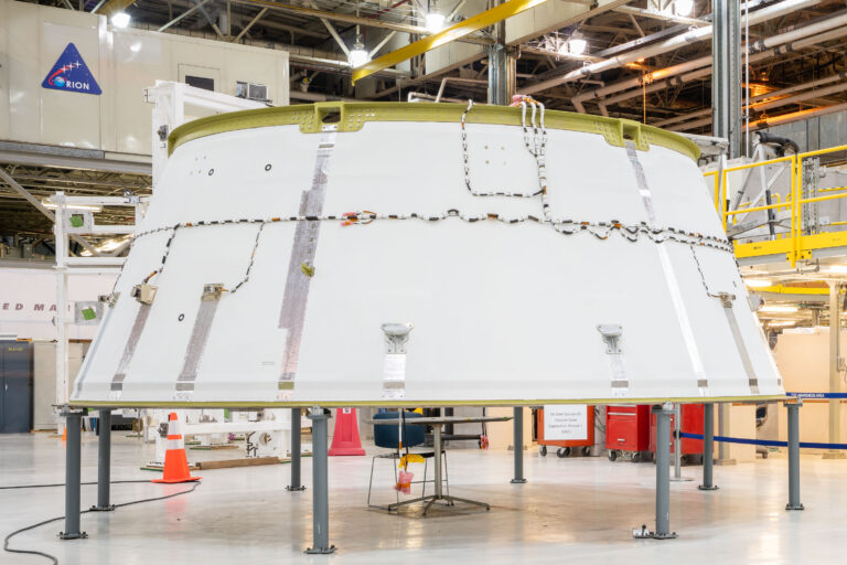 Orion EM-1 Spacecraft Adapter Cone Assembly, Michoud Facility 1 Artemis 1 Adaptor Cone at Michoud Assembly Facility