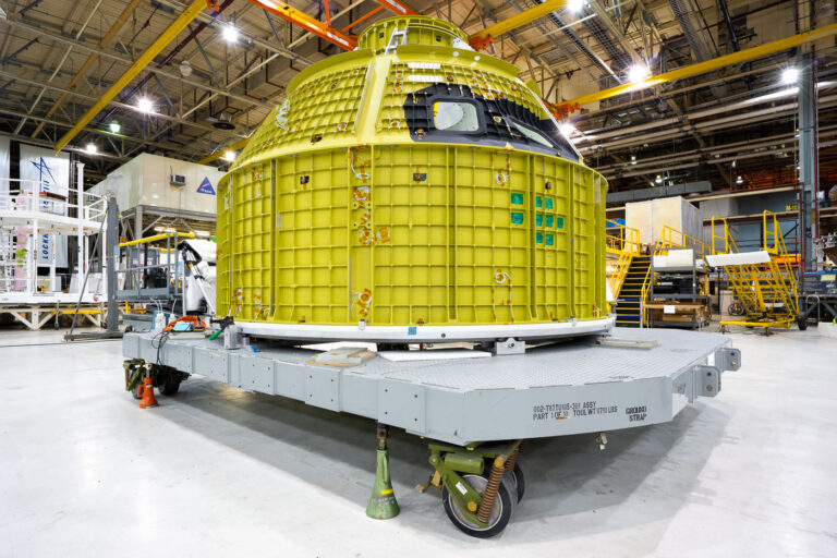 Orion Crew Module in Primer at NASA Michoud Assembly Facility 2 Artemis II Orion Spacecraft at NASA Assembly Facility