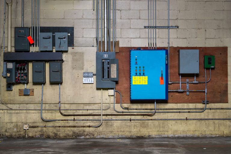 Electrical Switchgear Wall, Former Cold Storage Plant, Minnesota 2 Electrical panel bank from a former cold storage plant in Minnesota controls refrigeration and power systems.