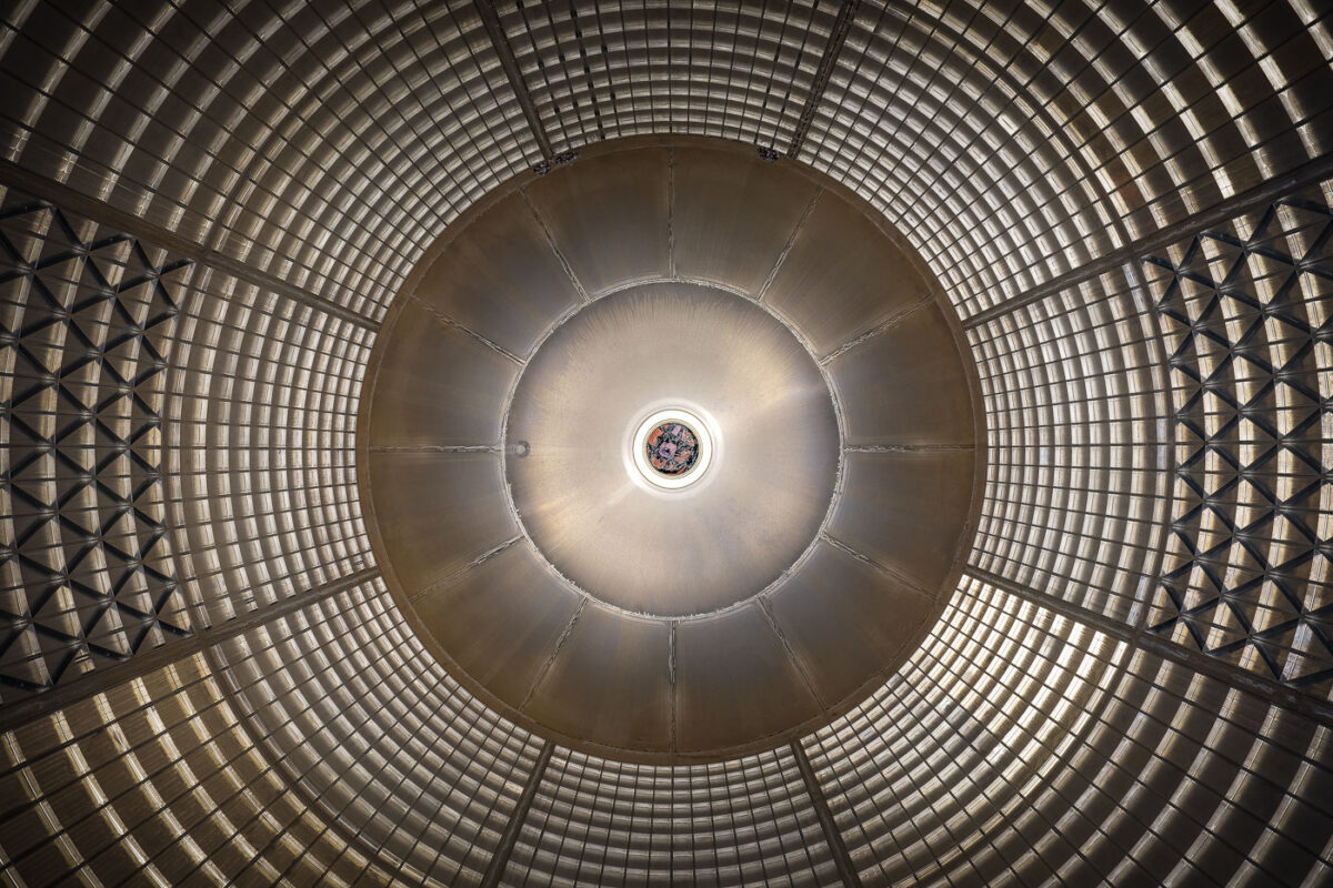 The interior of the Space Launch System (SLS) fuel tank at NASA Michoud Assembly Facility.

NASA Core Stage Infographic: https://www.nasa.gov/exploration/systems/sls/multimedia/infographics/corestage101.html
Space Launch System: https://www.nasa.gov/exploration/systems/sls/index.html