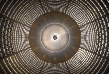 The interior of the Space Launch System (SLS) fuel tank at NASA Michoud Assembly Facility.

NASA Core Stage Infographic: https://www.nasa.gov/exploration/systems/sls/multimedia/infographics/corestage101.html
Space Launch System: https://www.nasa.gov/exploration/systems/sls/index.html