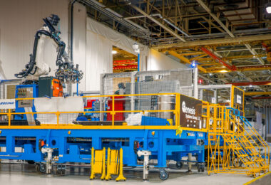 Inside NASA’s Michoud Assembly Facility in New Orleans, an advanced robotic welding system—developed by Genesis Systems Group and Boeing—assembles major components for the Space Launch System (SLS) core stage. Using friction stir welding, the robot precisely joins massive aluminum panels into the rocket’s fuel tanks and structural sections. The process ensures unmatched strength and reliability, critical for the launch vehicle that powers NASA’s Artemis missions to the Moon and beyond.