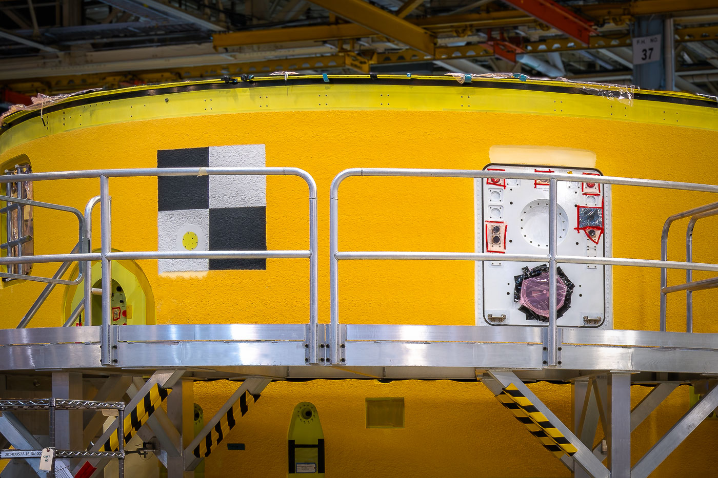 The Forward Skirt is part of NASA’s Space Launch System (SLS). Housing flight computers, cameras and avionics it is pretty much the brain of the rocket. This photo was taken a couple weeks after it’s final assembly was completed at NASA’s Michoud Assembly Facility. It will be used in Exploration Mission-1, launching from the Kennedy Space Center in June 2020. #5 in the following NASA Infographic: https://www.nasa.gov/exploration/systems/sls/multimedia/infographics/corestage101.htmlSpace Launch System: https://www.nasa.gov/exploration/systems/sls/index.html