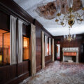 Chandelier and Fireplace in an abandoned building