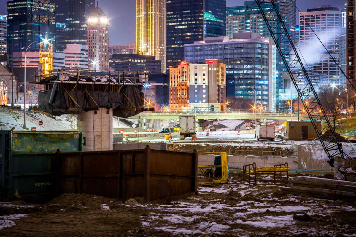 Downtown Minneapolis seen from I35W Construction