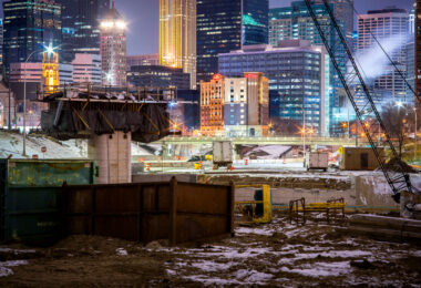 Construction on Interstate 35W near Downtown Minneapolis.
