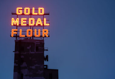 Gold Medal Flour neon sign in downtown Minneapolis.