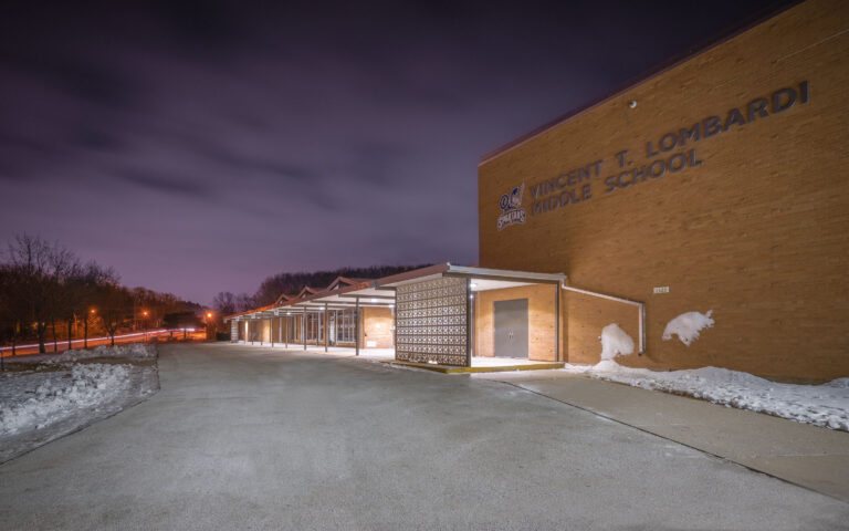 Vincent T. Lombardi Middle School, Green Bay, Wisconsin 2 Vincent T. Lombardi Middle School in Green Bay, Wisconsin, at night.