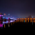 The Walnut Street bridge over the Fox River near Downtown Green Bay in Wisconsin,.