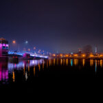 Walnut Street Bridge in Green Bay 4 The Walnut Street bridge over the Fox River near Downtown Green Bay in Wisconsin,.