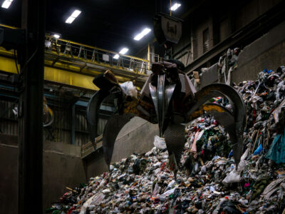 Crane inside the Hennepin Energy Recovery Center (HERC), Minneapolis