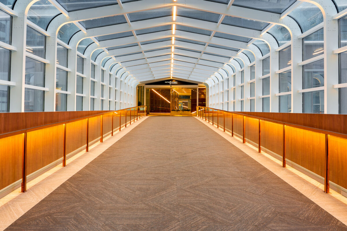 Inside the Fifth Street Towers skyway