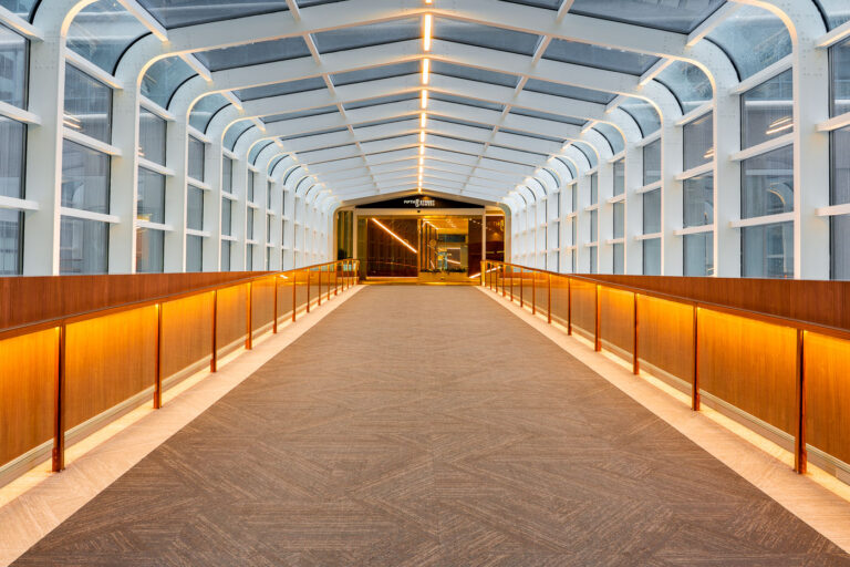 Inside the Fifth Street Towers skyway 2 The skyway connecting Soo Line Apartments to the Fifth Street Towers.