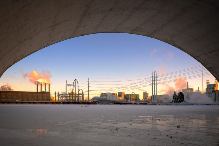 Polar Vortex and the Mississippi River 4 A -20F day during the Polar Vortex. Looking out under the Third Avenue Bridge near downtown Minneapolis.