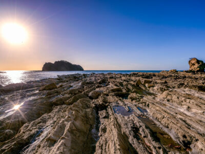 Jobo Bay Rocky Shoreline at Sunset