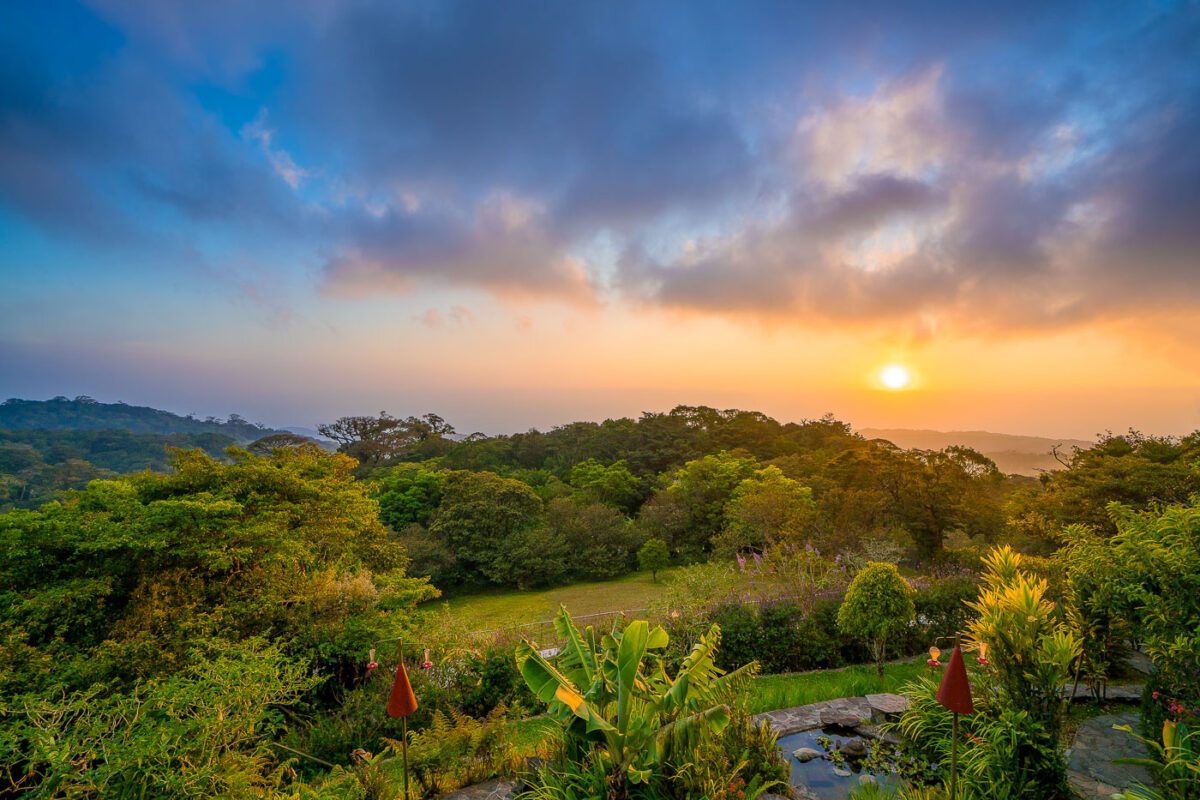 Monteverde Costa Rica Sunset from Hidden Canopy treehouses.