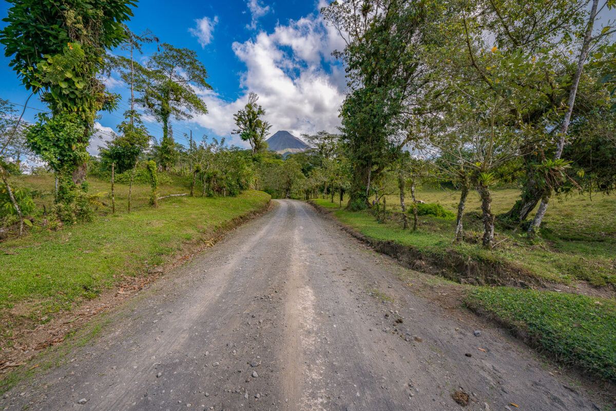 A Costa Rican road below the Arenal Volcano.