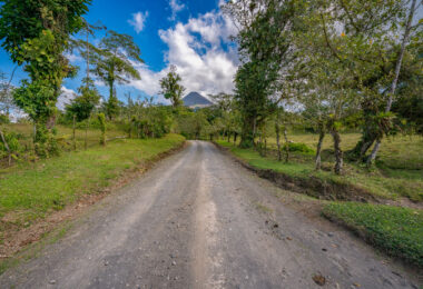 A Costa Rican road below the Arenal Volcano.